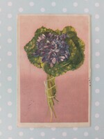 Old postcard 1953 floral postcard violet