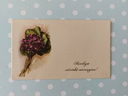 Old mini postcard 1956 greeting card violet