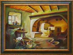 Fassel-L'ousa Ferenc (1915-2009) Parastkonyha - kerettel 64x84 cm - alkotás 50x70 cm - CK23/413