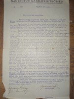 Employment contract of Nagykőrös Israelite religious community head cantor from 1933