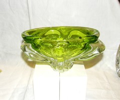 Sklo union glass bowl - table centerpiece - josef hospodka cribska huta - 22 x 13 cm