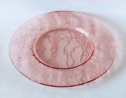 Czech jiri brabec designed pink depression glass bowl 1960s