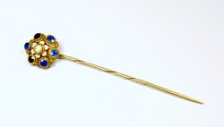 Antique silver hat pin with sapphires and pearls!