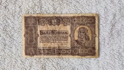 1923-as, kisméretű magyar 100 korona, nyomdahely nélkül (VF) | 1 db bankjegy