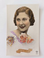 Régi képeslap 1940 fotó levelezőlap hölgy
