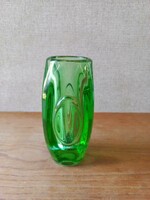 Retro Czech glass vase. Sklo union. A rare green color