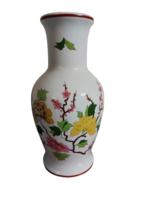 Hollóházi porcelán virágmintás nagy váza, 35cm magas