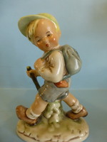 Antique German, rarely painted little boy, the little wanderer