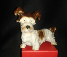 Német Wallendorf terrier, kutya / porcelán figurás szobor