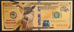 24K Gold Plated Star Wars Yoda $100 Fantasy Money