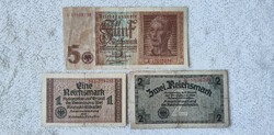 Német Harmadik Birodalom (1939-1944) – Márka sor: 1, 2, 5 (F; VG) | 3 db bankjegy
