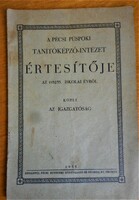 Bulletin of the Bishop's Teacher Training Institute (Pécs, 1932/33)