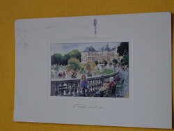 French greeting card - les jardins du luxembourg, paris louvre stamped 2003