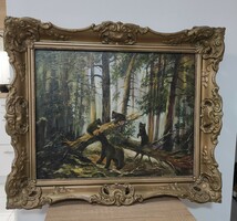 The painting Morning in the Pines. A replica based on the work of Iván Shiskin.