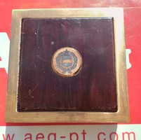 Juried retro industrial artist copper bronze wooden box police police bm soldier badge award wallet