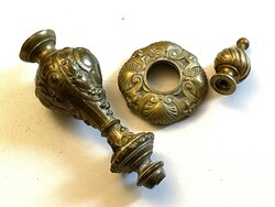 3 thick antique copper candle holders or clock parts