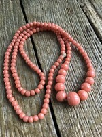 Old powder coral colored glass beads