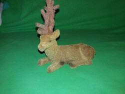 Antique microvelvet coated reclining Christmas deer figurine very rare 16x15 cm according to pictures