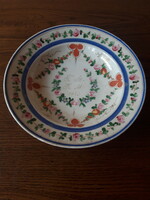 Old, pink, monogrammed, porcelain wall plate - 1913