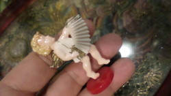 Retro , műanyag angyalka , harmonikával / karácsonyi dekoráció .