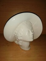 Gyönyörű antik Viktoriánus váza kalapos hölgy - 22 cm magas