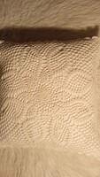 Hand-crocheted snow-white throw pillow cover
