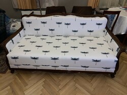 Sofa, chaise longue, bed with bed linen holder, sand stone upholstery