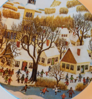 Schrinding Bavarian Christmas plate with a charming winter portrait, 1979