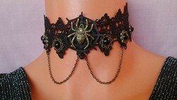 Black choker collar with blue spider