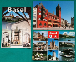 Switzerland, Basel cityscape, city panorama, postcards