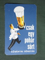 Card calendar, Köbánya brewery, graphic designer, waiter, 1973