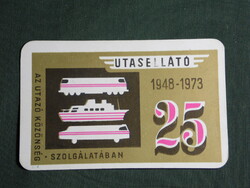 Card calendar, máv railway, sleeping car serving passengers for 25 years, 1973