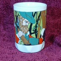 Zsolnay snow white and the hunter mug, glass