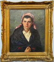 Lajos Rezes miller (1896 - 1989) young girl c. Your painting with an original guarantee!