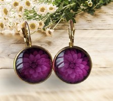 Pink-gold flower earrings