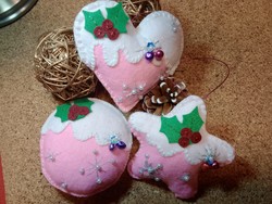 Christmas tree decoration - pink triple - 3 pieces