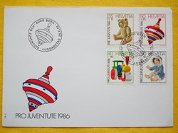 1986. Switzerland fdc - pro juventute - games with stamp set