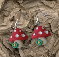 Mushroom earrings with a small flower
