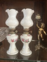 Porcelain kerosene lamp with 2 wicks