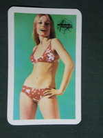 Card calendar, golden spider fashion stores, erotic female model, 1973