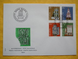 1984. Switzerland fdc - pro patria - tiled stoves with a line of stamps