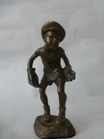 Antique bronze statue. Soccer goalkeeper