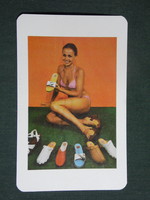 Card calendar, beaver-cis, shoe cooperative, erotic female model, hódmezővásárhely, 1979