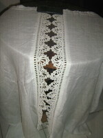 A pair of beautiful vintage-style hand-crocheted lace-edged stained-glass curtains
