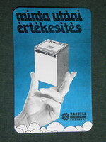 Card calendar, Miskolc, Debrecen, Nyíregyháza, iron fork industrial product, Hajdú washing machine, 1979