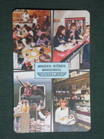 Card calendar, card calendar, máv railway, passenger buffet car, bistro, restaurant, 1979