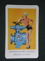 Card calendar, dkg, petroleum machinery factory, Nagykanizsa, erotic female model, 1979