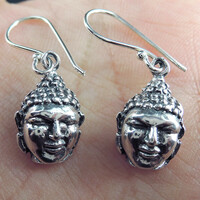 Small buddha handmade silver earrings