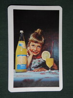 Card calendar, Kőbánya brewery, orange soft drink, children's model, 1979