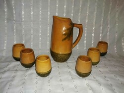 Magyarszombatfai acorn ceramic wine set jug with 6 glasses